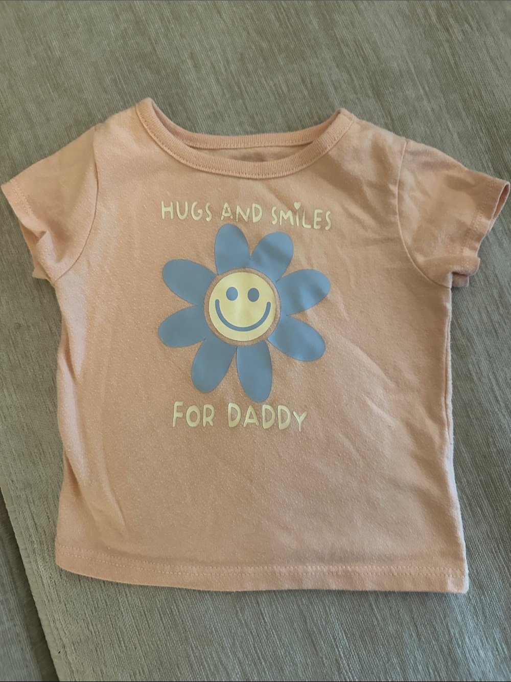 Garanimals Peach Short Sleeve Tee with Blue Flower & Yellow Smile